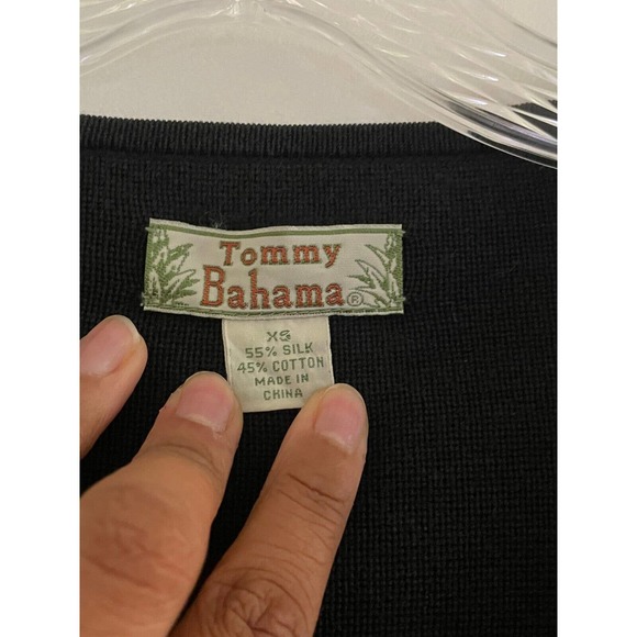 VTG Tommy Bahama Sweater Womens Size XS Black Silk Blend Button Up Cardigan - Picture 3 of 6